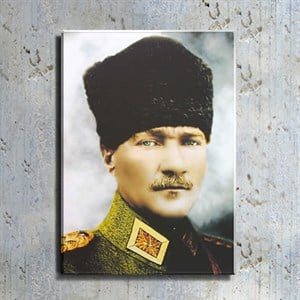 Atatürk Kalpaklı Üniformalı Portre Kanvas Tablo TBL1197