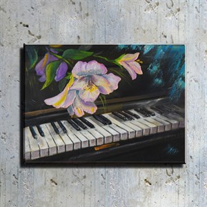 Piyano ve Çiçek Yağlı Boya Redrodüksiyon Kanvas Tablo TBL1236TBL1236a
